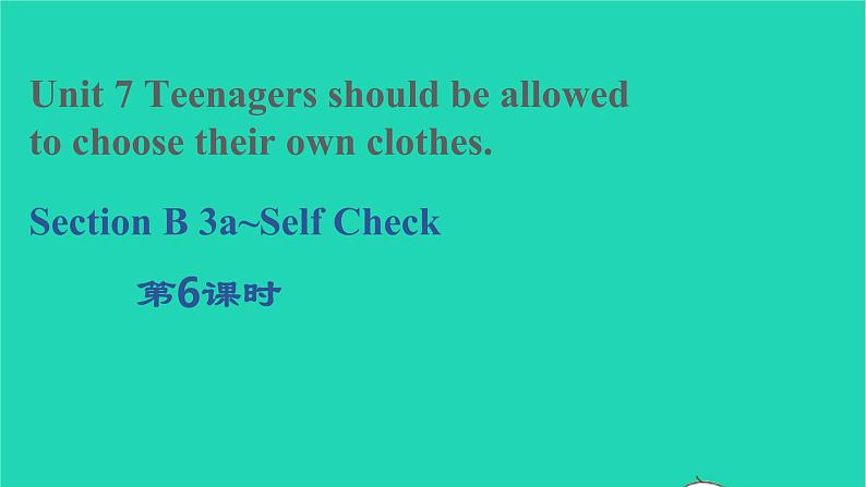 2022九年级英语全册Unit7TeenagersshouldbeallowedtochoosetheirownclothesSectionB3a_SelfCheck教学课件新版人教新目标版01