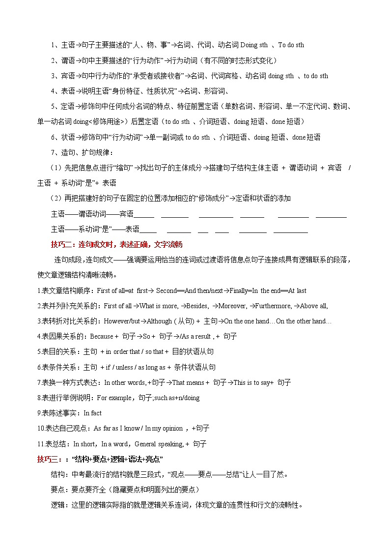 中考英语一轮复习学案书面表达解题技巧02