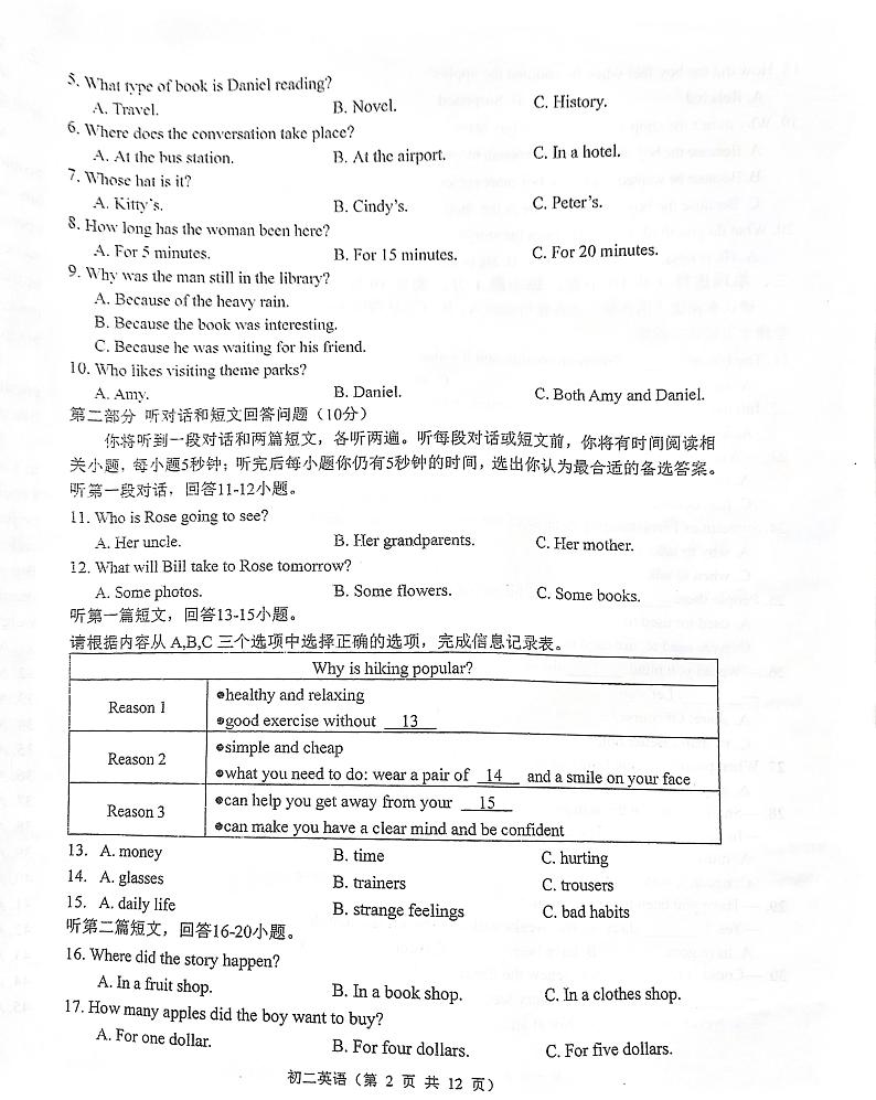 江苏省苏州吴中培东集团2022-2023学年八年级下学期英语期中调研试卷02