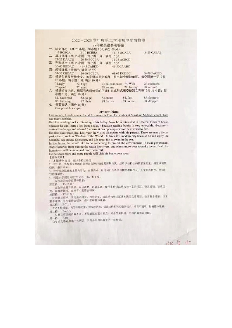 江苏省宿迁市沭阳县2022-2023学年八年级下学期期中学情检测英语试卷01