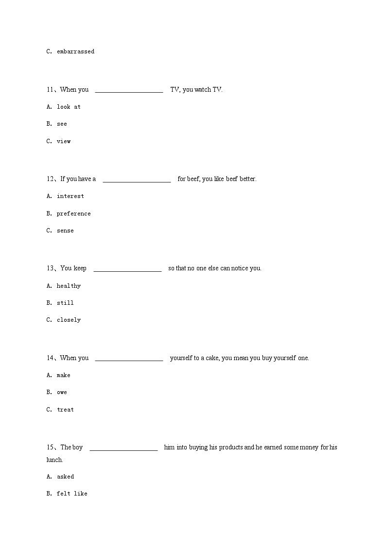 初三下学期期中英语试卷-学生用卷 (2)第3页