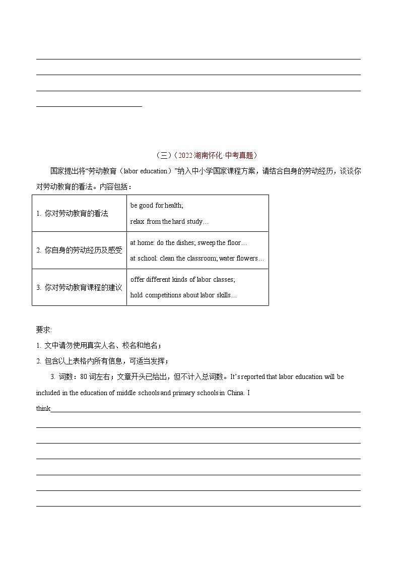 专题21 书面表达 考点1 观点看法类-2022年中考英语真题分项汇编 （全国通用）（原卷版）第3页