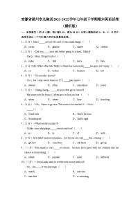 安徽省滁州市全椒县2021-2022学年七年级下学期期末英语试卷+