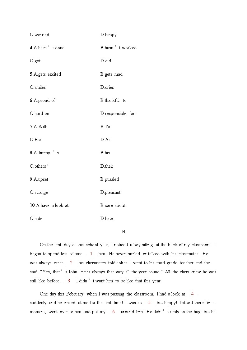 人教版中考英语复习题型专项训练2完形填空含答案第2页