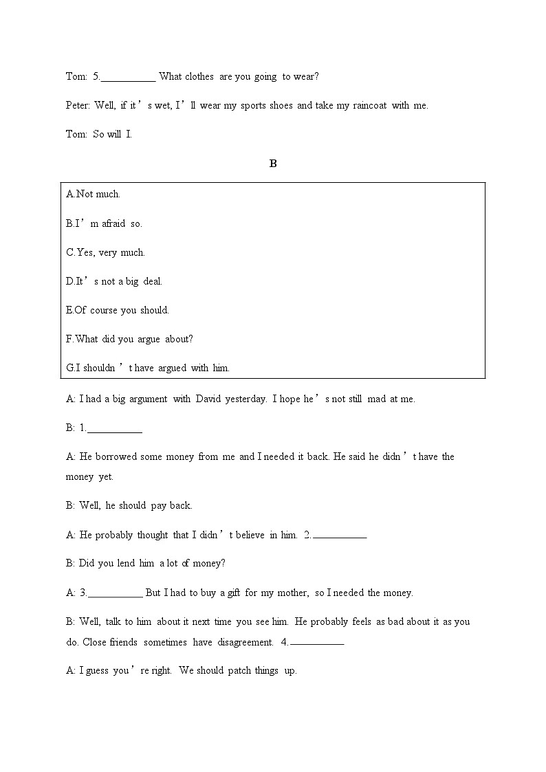 人教版中考英语复习题型专项训练4补全对话、句子运用和书面表达含答案第2页