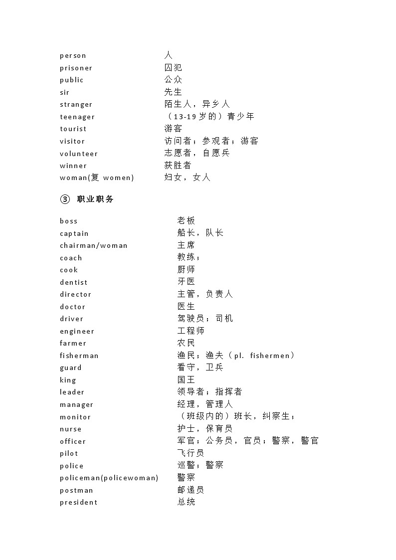 初中英语1600词分类速记表（中考前建议每天背诵）03