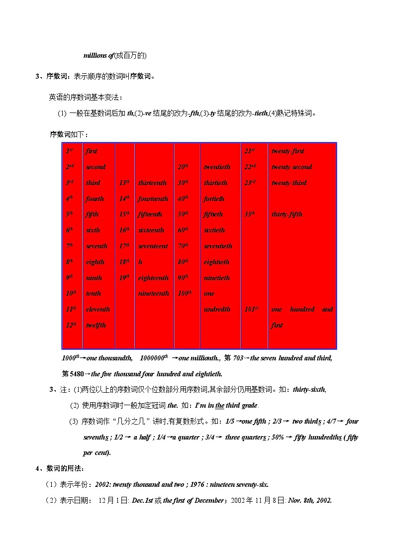 考点04 数词-中考英语一轮复习语法知识专项复习+练习（含答案解析）(通用版)第2页
