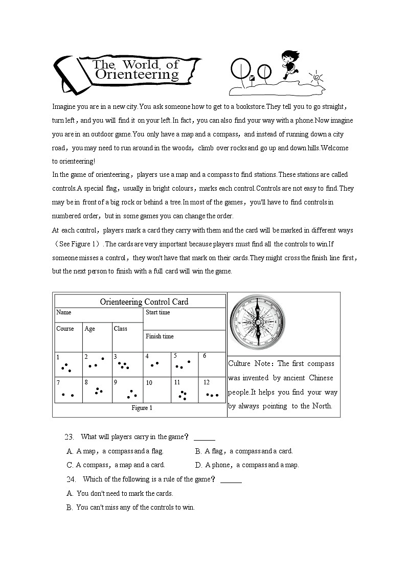 2023年江苏省常州市北环中学中考英语一模试卷（含答案）03