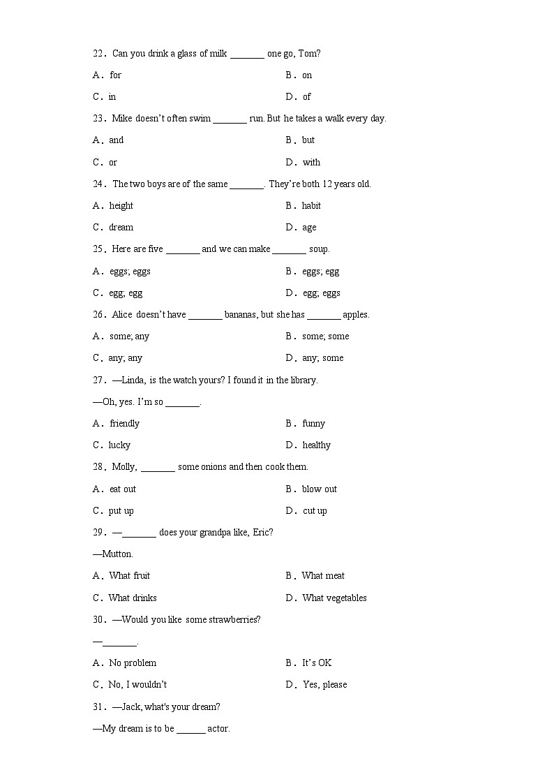 专题01 单项选择100道（知识点全覆盖）-七年级英语下学期期末复习查缺补漏冲刺满分（人教版）03