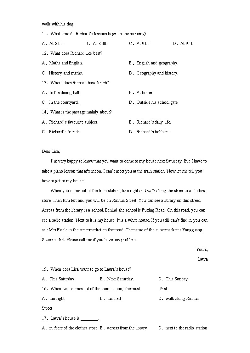 【期末专题复习】（仁爱版）2022-2023学年七年级英语下学期：专题07 阅读理解（专题练习）（原卷+解析）03