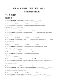 【期末专题复习】（全国通用）2022-2023学年八年级英语下学期：专题01  单项选择（一）（冠词，名词，动词） 练习（原卷+解析）