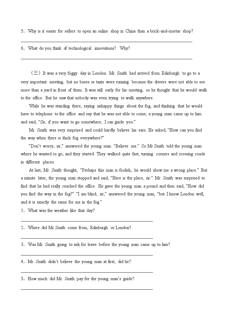 【期末专题复习】（牛津上海版）2022-2023学年七年级英语下学期：专题09- 阅读回答问题专题过关（原卷版+解析版）03