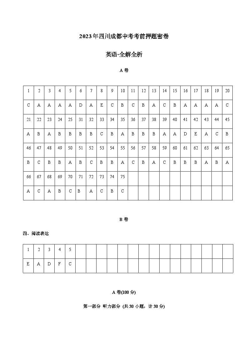 英语（四川成都卷）（全解全析）第1页