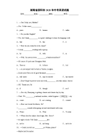 湖南省邵阳市2020年中考英语试题
