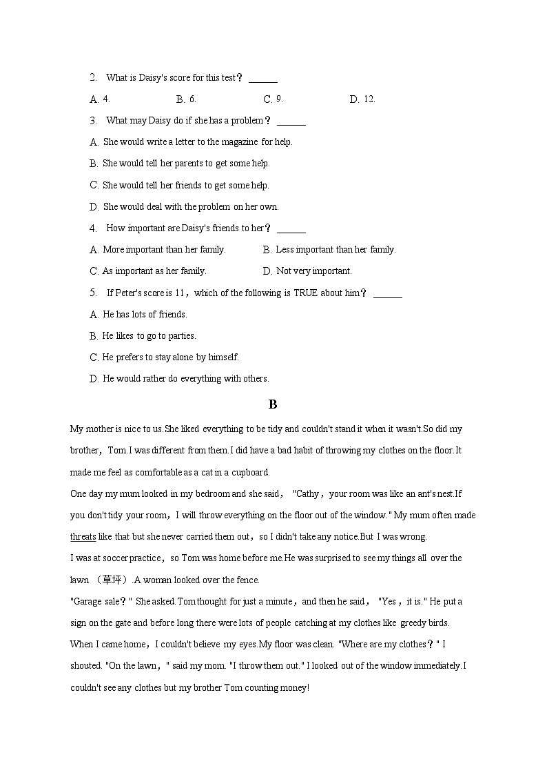 2023年河南省开封市中考英语二模试卷第2页