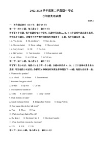 精品解析：湖北省武汉市汉阳区2022-2023学年七年级下学期期中考试英语试题 （解析版）