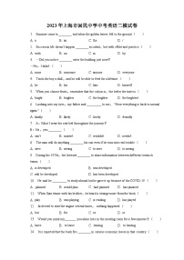 2023年上海市回民中学中考英语二模试卷(含答案解析)