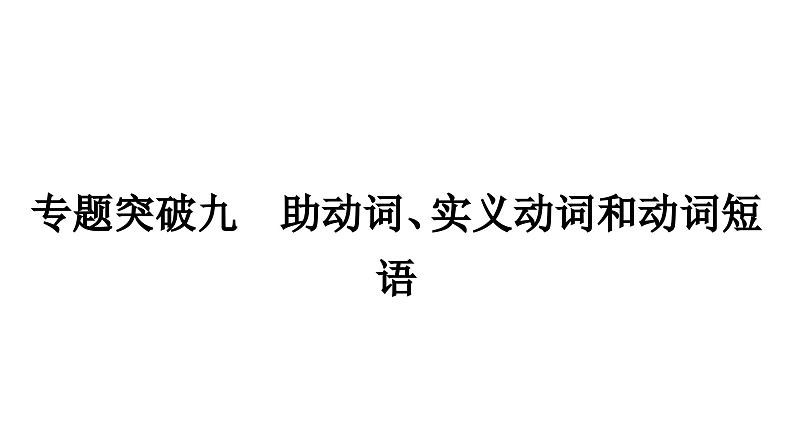 中考英语复习专题突破九助动词、实义动词和动词短语教学课件01