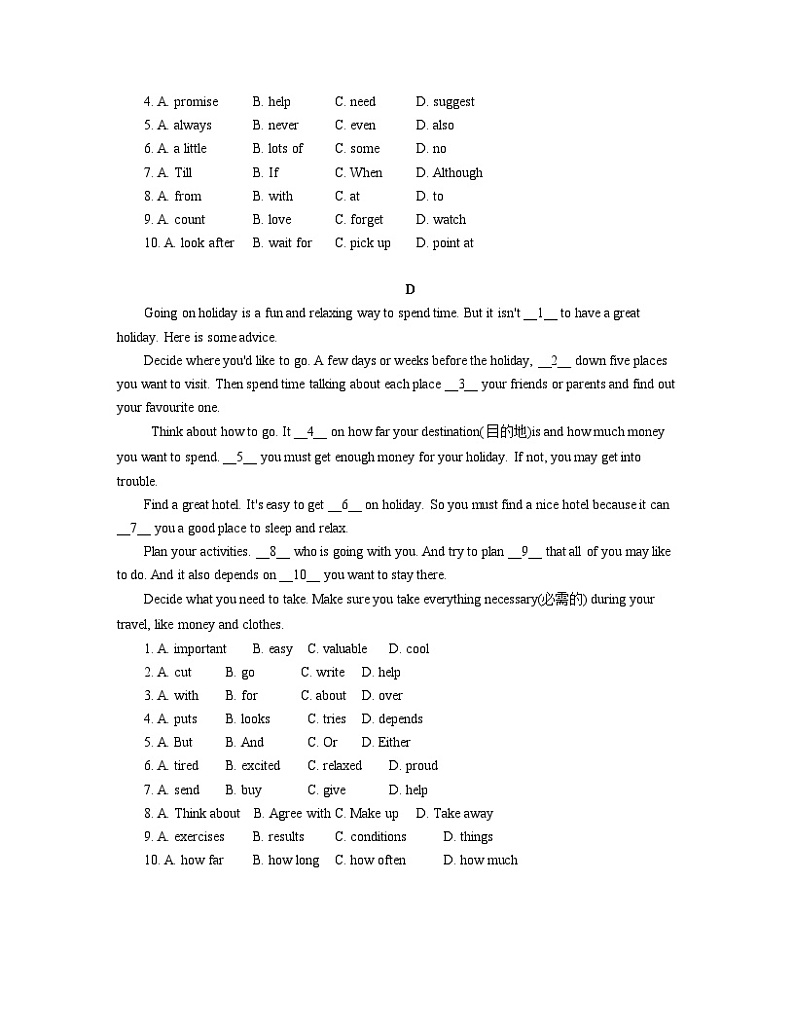 期末复习+完形填空练习2022-2023学年外研版英语八年级下册03