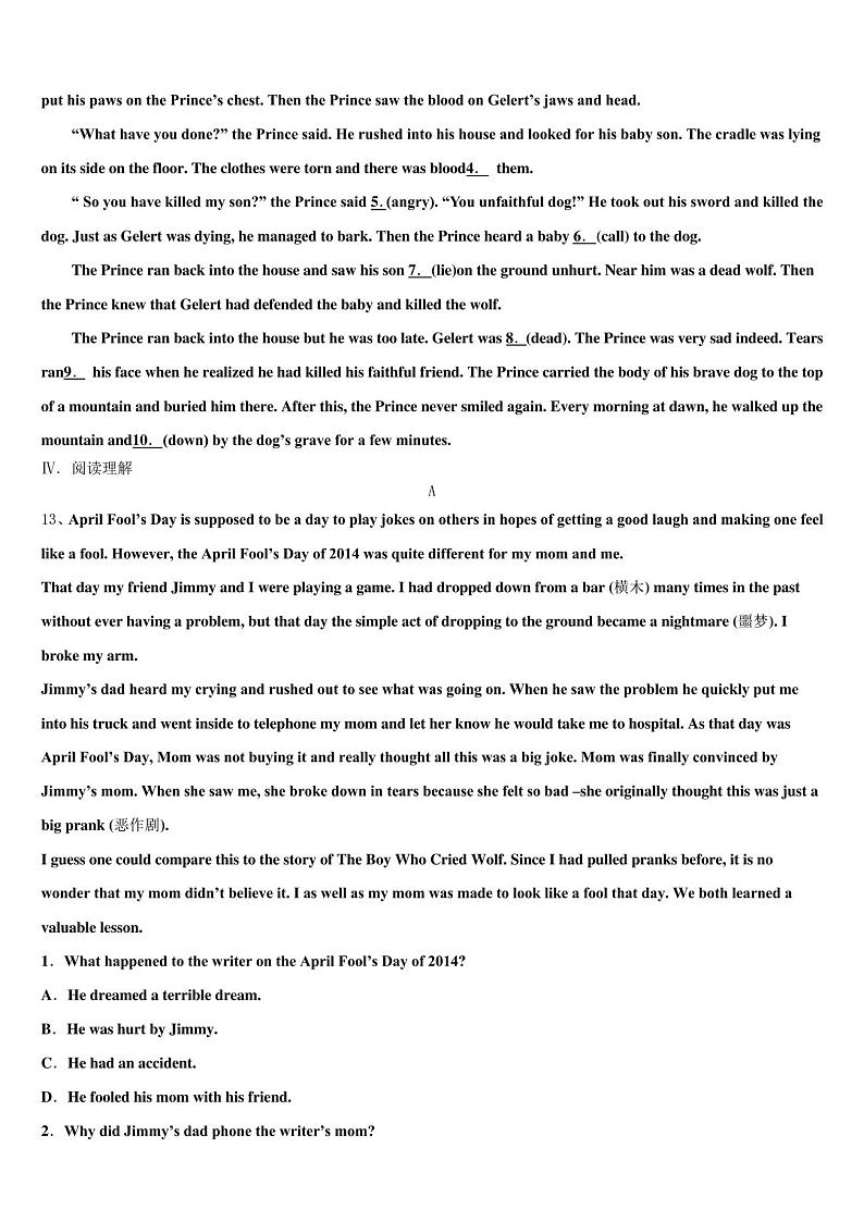 广东省佛山市南海区桂城街道重点名校2023届中考英语考前最后一卷含答案第3页