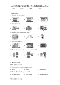 2023年四川省广元市旺苍县中考二模英语试题（含答案）