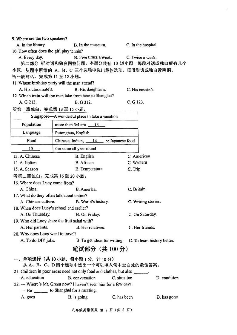 江苏省盐城市盐都区2022-2023学年八年级下学期6月期末英语试题02