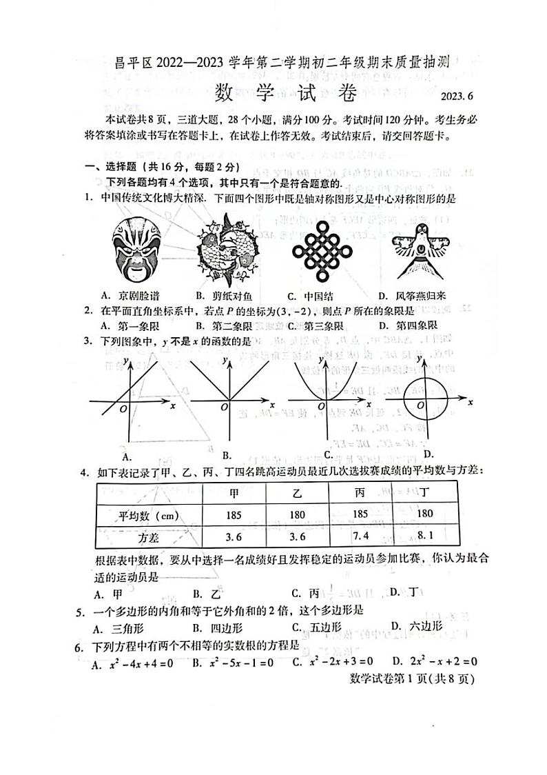 2023年北京昌平区初一期末(下)英语试卷含答案解析第1页
