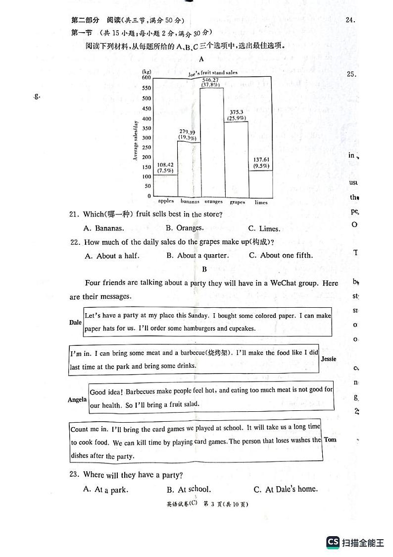 湖南省长沙市长郡教育集团2022-2033学年七年级下学期期末考试英语试卷03