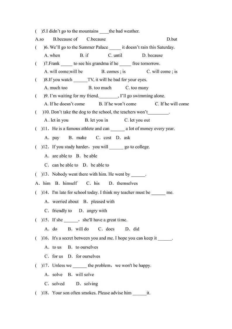 Unit10单元同步知识点练习2022-2023学年人教版英语八年级上册（无答案）03