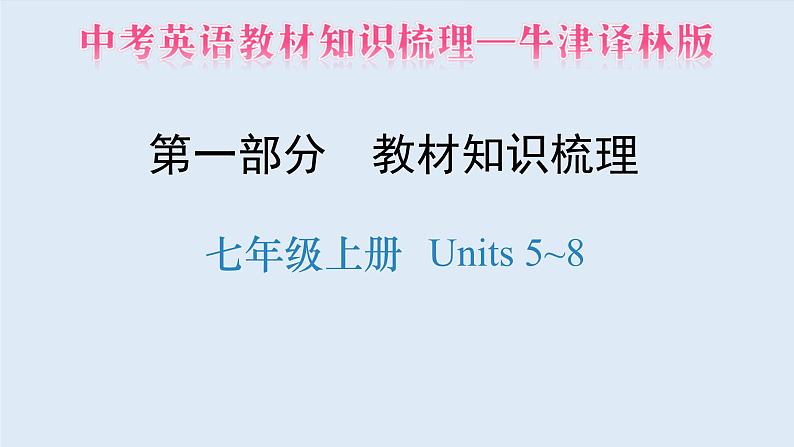 中考英语教材知识梳理—牛津译林版七年级上册 Units 5_8课件PPT01