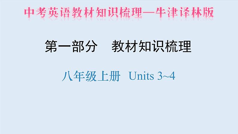 中考英语教材知识梳理—牛津译林版八年级上册 Units 3_4课件PPT第1页