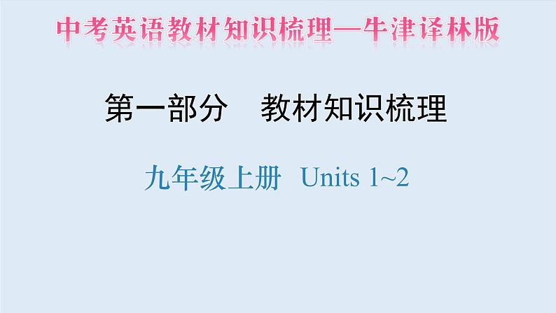 中考英语教材知识梳理—牛津译林版九年级上册 Units 1_2课件PPT第1页