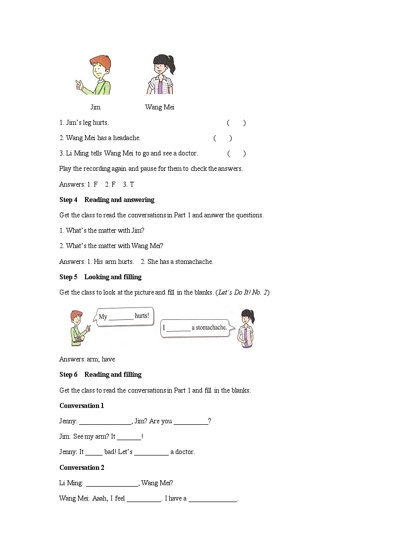 Unit 3 Body Parts and Feelings Lesson 17 Seeing a Doctor-2022-2023学年初中英语冀教版七年级上册同步教案03