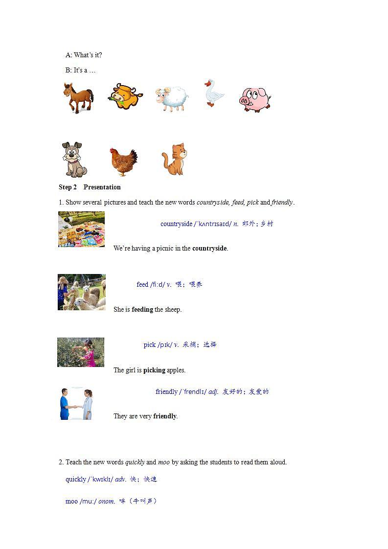 Unit 6 Let's Go! Lesson 34 On the Farm-2022-2023学年初中英语冀教版七年级上册同步教案02