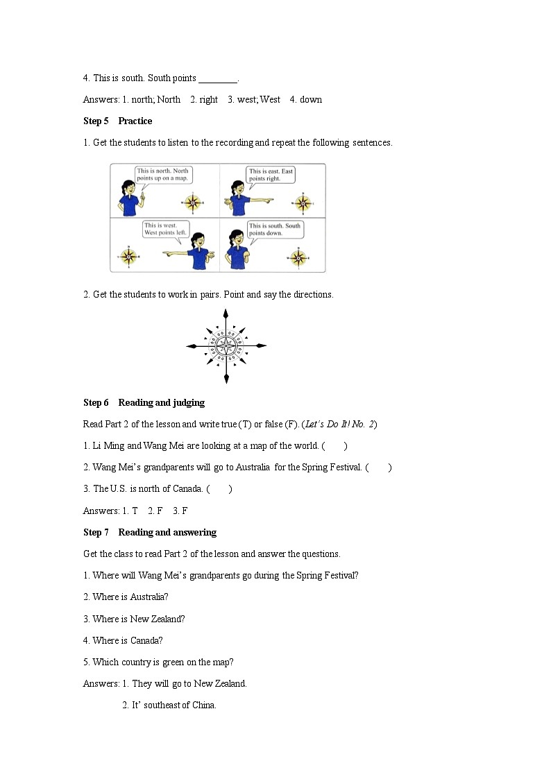 Unit 8 Countries around the world Lesson 43 Directions-2022-2023学年初中英语冀教版七年级上册同步教案03