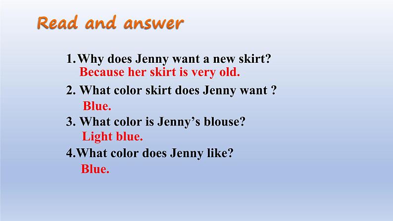 Unit 2 Colours and Clothes Lesson 7 Jenny’s New Skirt-2022-2023学年初中英语冀教版七年级上册同步课件08