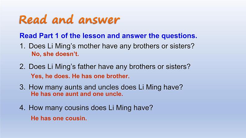 Unit 5 Family and Home Lesson 26 Li Ming's Family-2022-2023学年初中英语冀教版七年级上册同步课件08