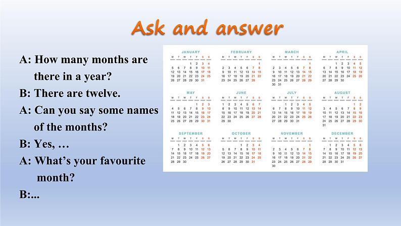 Unit 7 Days and Months Lesson 39 A Class Calendar-2022-2023学年初中英语冀教版七年级上册同步课件03