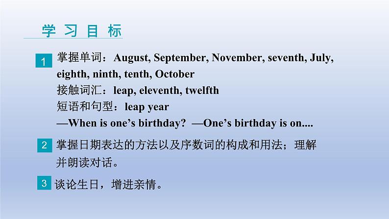 Unit 7 Days and Months Lesson 40 When Is Your Birthday？ -2022-2023学年初中英语冀教版七年级上册同步课件02