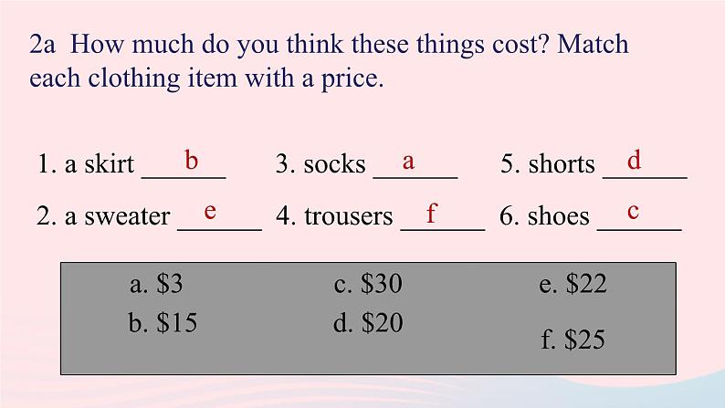 Unit7 How much are these socks第四课时SectionB2a_SelfCheck课件（人教新目标版）04