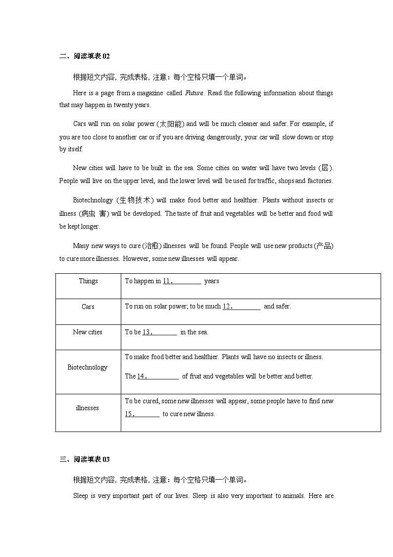 专练03：阅读填表-2023-2024学年七年级英语上学期期末考点大串讲（牛津译林版）第2页