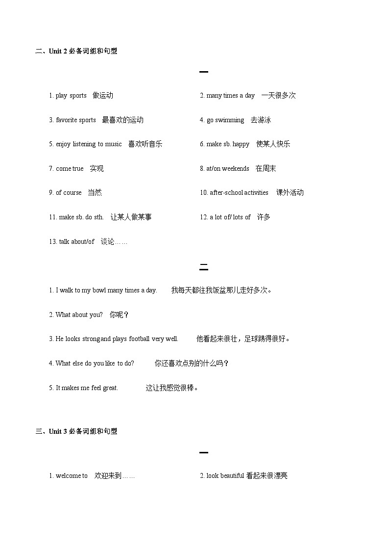 专题11：重点词组句型梳理一：Unit 1-Unit 4-2023-2024学年七年级英语上学期期末考点大串讲（牛津译林版）02