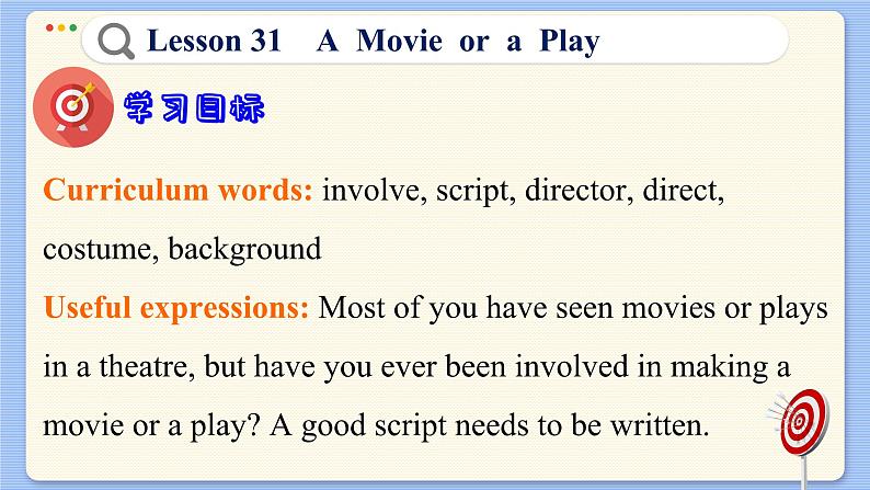 冀教版英语九年级Lesson 31  A Movie or a Play（课件PPT）03