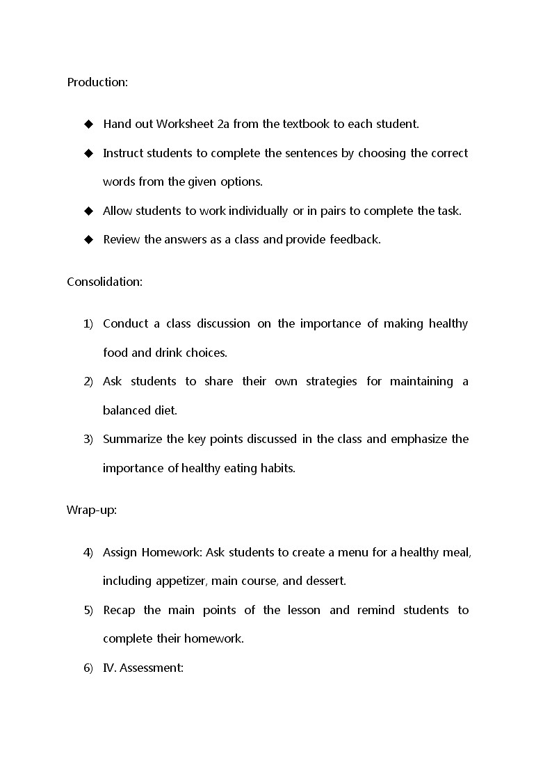 Module4 unit2 Is your food and drink healthy？教案 2023-2024学年外研版英语七年级上册第3页