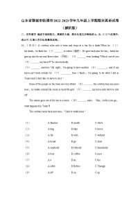 山东省聊城市临清市2022-2023学年九年级上学期期末英语试卷+