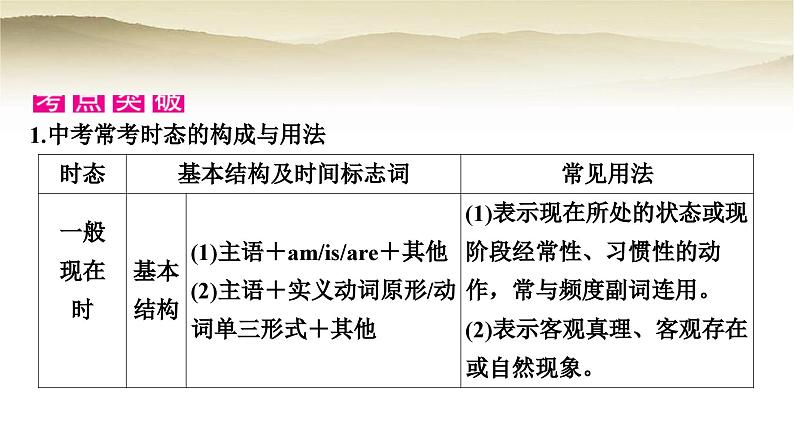 课标版中考英语复习专题突破十动词的时态和语态教学课件06