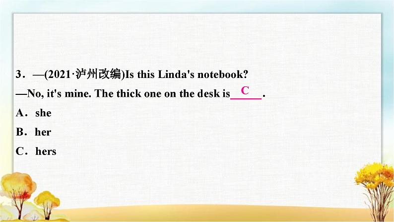 人教版中考英语复习考点精练二七年级(上)Units5－9作业课件04