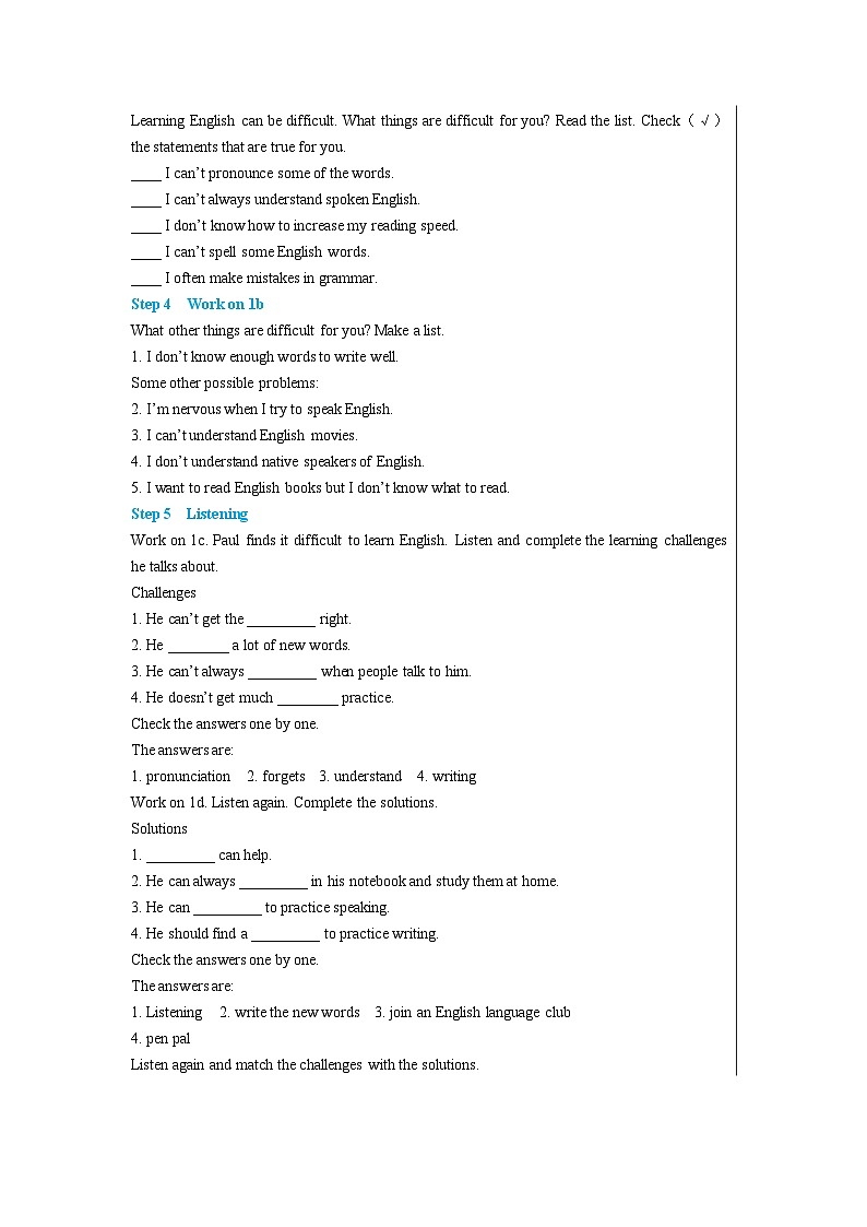 人教版英语九年级上册Unit 1 Section B（1a—1e）（第3课时 ）教案02
