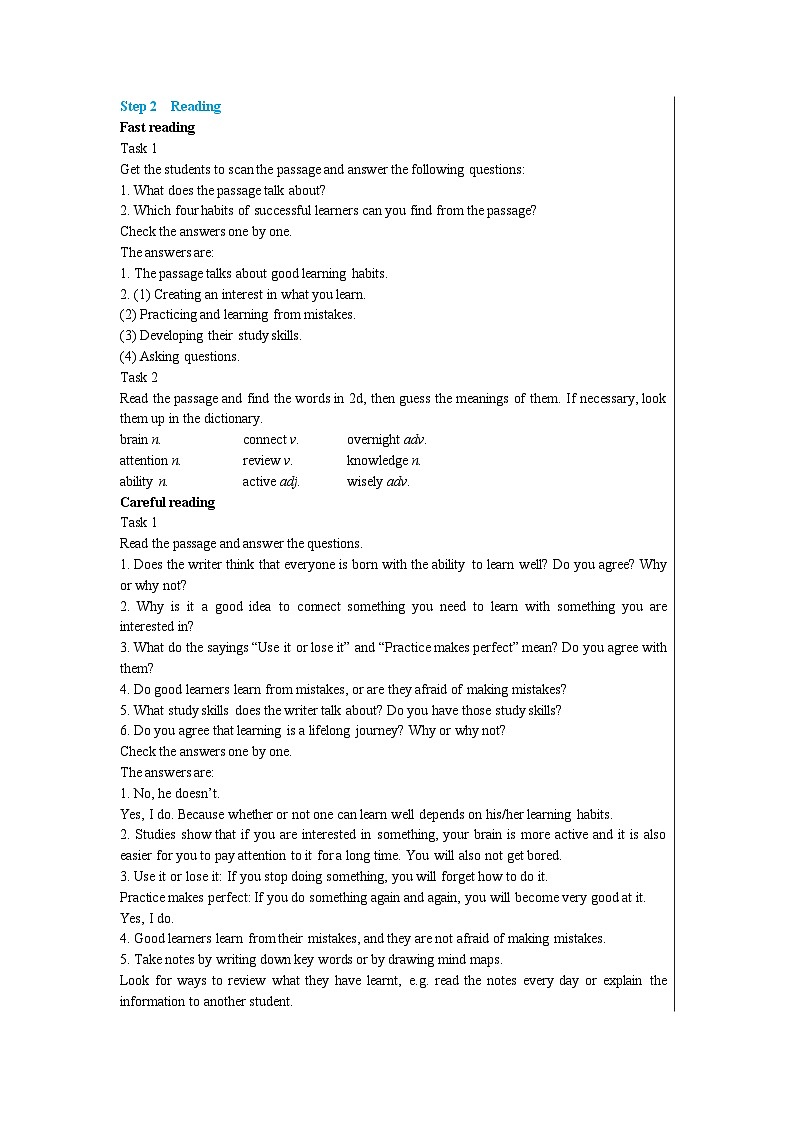 人教版英语九年级上册Unit 1 Section B（2a—2e）（第4课时） 教案02