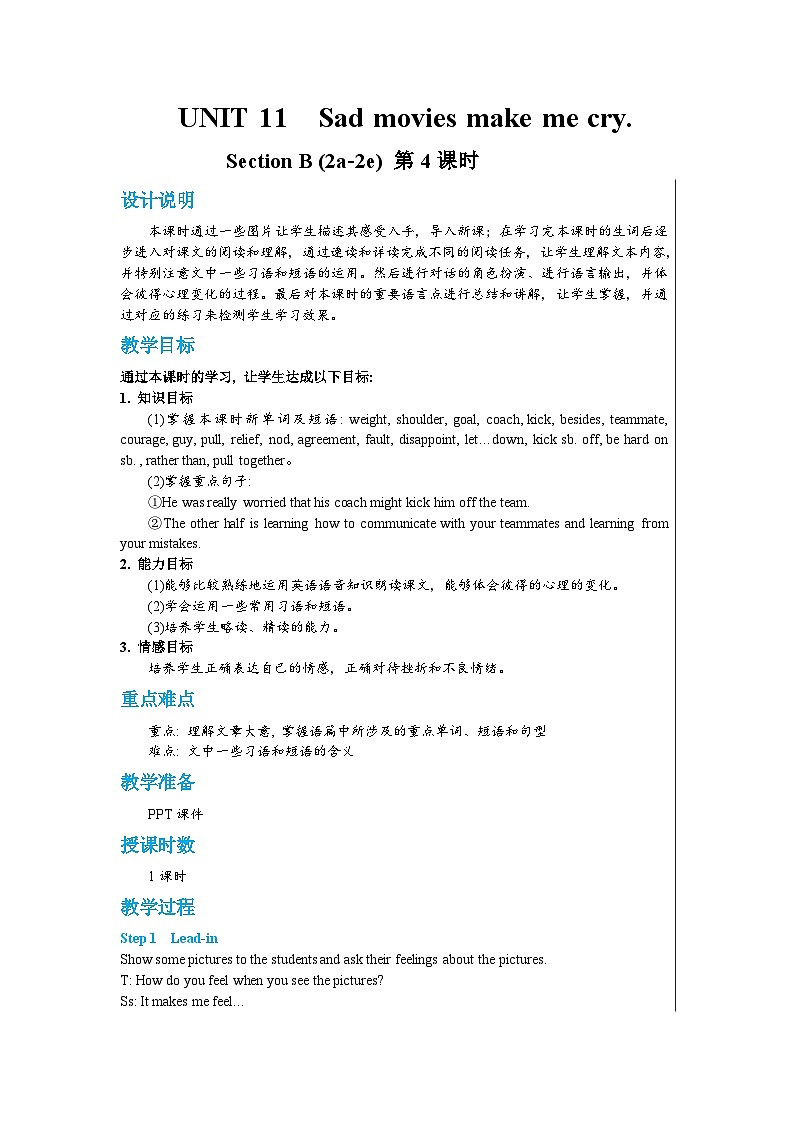 人教版英语九年级下册Unit 11 Section B（2a—2e）（第4课时） 教案01